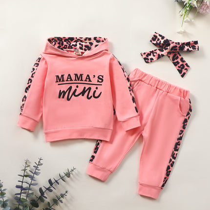 Girls 3 Piece Hooded Sports Leopard Suit