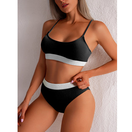 Sexy High Cut Bikini Ribbed Swimwear Set