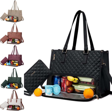 Fashionable Women's Tote  Bag With Thermal Insulation Lunch Box Leak-proof Storage Compartment