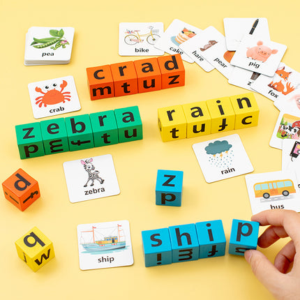 Kids 26-Letter Spelling Word Wooden Building Blocks
