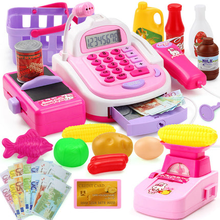Kids Pretend Play Supermarket Cash Register & POS Set