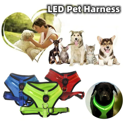 LED Luminous Reflective Dog Harness Chest Strap Vest