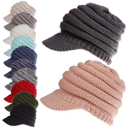 Women Ponytail Beanies Soft Warm Knitting Caps for Autumn and Winter