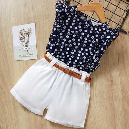 Girls Stylish 2-Piece Short Sleeve & Shorts Set