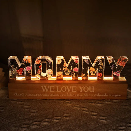 Luz de noche LED personalizada con flores para el Día de la Madre