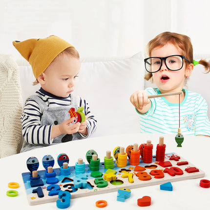 5-in-1 Wooden Number Board Educational Set for Kids