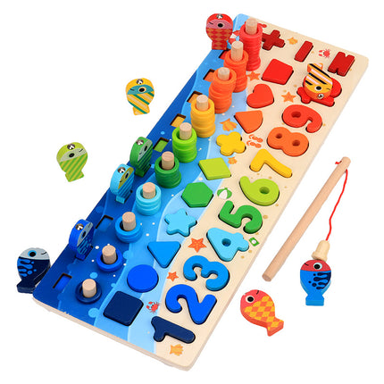 5-in-1 Wooden Number Board Educational Set for Kids