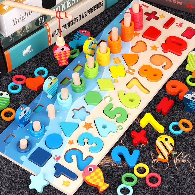 5-in-1 Wooden Number Board Educational Set for Kids