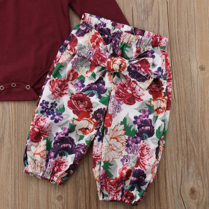 Baby Girls Floral 3-Piece Outfit Set with Headband