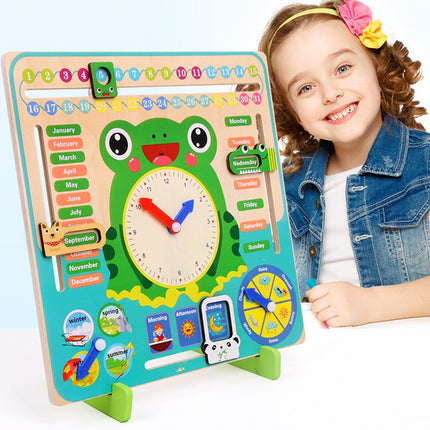 Kids Wooden Multi-Function Calendar & Clock Learning Board