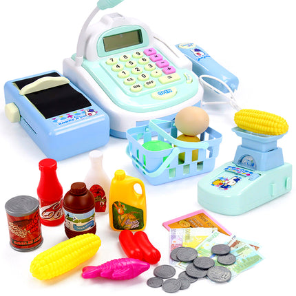 Kids Pretend Play Supermarket Cash Register & POS Set
