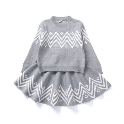 Girls Long Sleeve Skirt Suit Set
