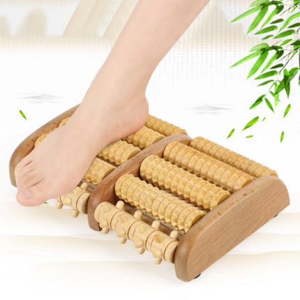 Dual Wooden Foot Massager Roller Relieves Plantar Fasciitis Heel Arch Pain and Stress