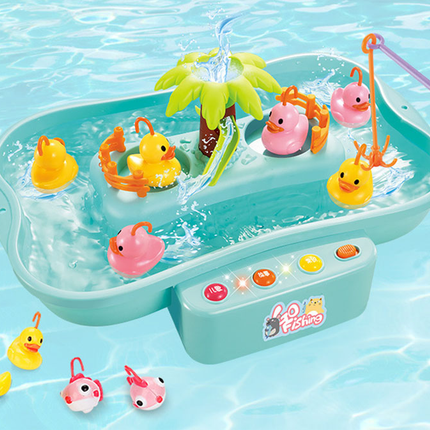 Electric Rotating Fishing Toy for Kids – Music & Light Bath Playset