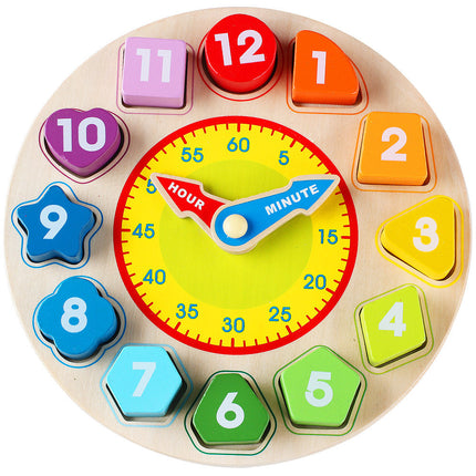 Rainbow Wooden Cognitive Clock for Kids