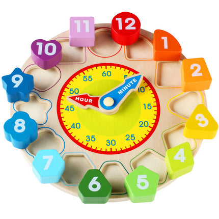 Rainbow Wooden Cognitive Clock for Kids