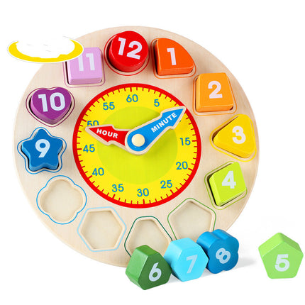 Rainbow Wooden Cognitive Clock for Kids