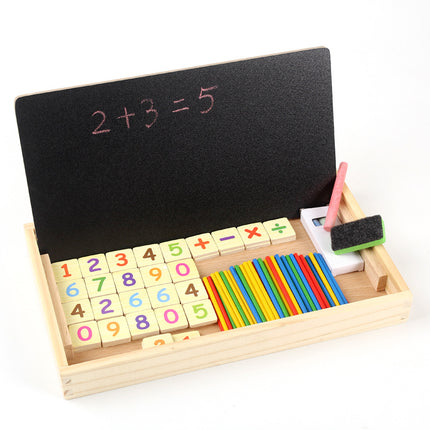 Kids Montessori Wooden Math Learning Board – Counting Sticks & Number Clock Set