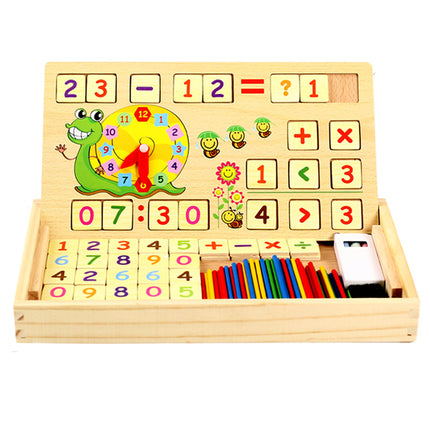 Kids Montessori Wooden Math Learning Board – Counting Sticks & Number Clock Set