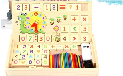 Kids Montessori Wooden Math Learning Board – Counting Sticks & Number Clock Set