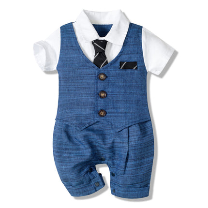 Baby Boys' Cotton Bodysuit | Short Sleeve Jumpsuit (59–90cm, 0–24M)