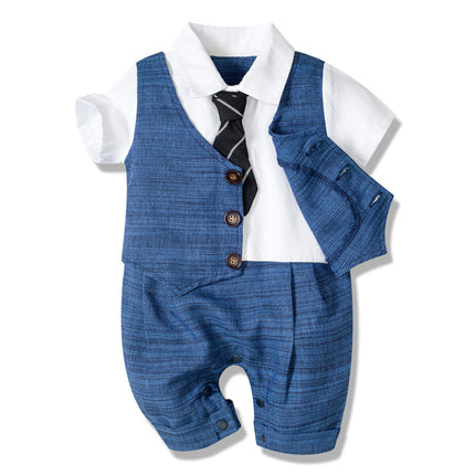 Baby Boys' Cotton Bodysuit | Short Sleeve Jumpsuit (59–90cm, 0–24M)