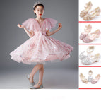 Pink / 100cm / Short dress crystal shoes
