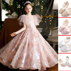 Pink / 100cm / Long dress   crystal shoes