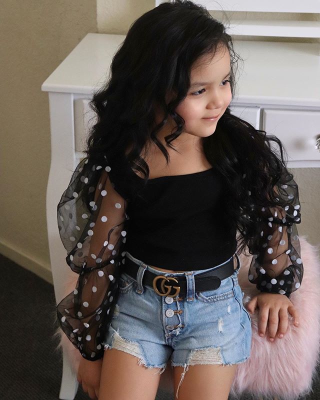 Girls 2 Piece Ripped Denim Shorts Suit
