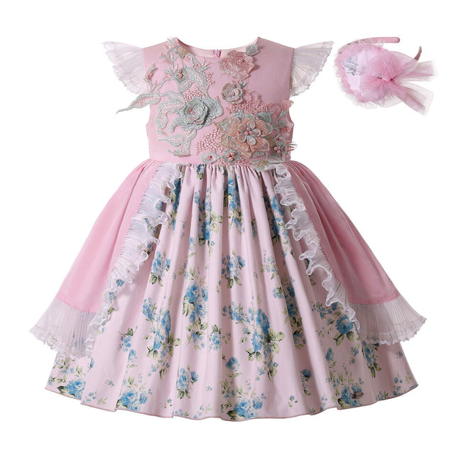Girls Vintage Floral Cake Dress