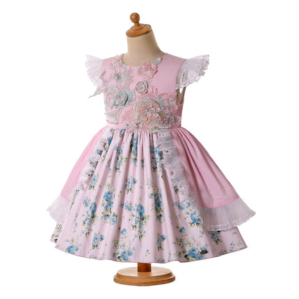Girls Vintage Floral Cake Dress