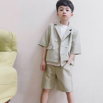 Boys Double-Breasted 2-Piece Suit Set