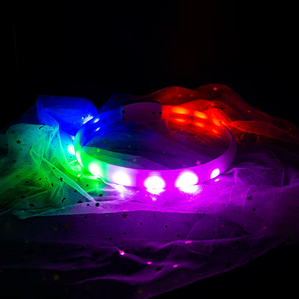 Flash Collar For Dogs with Anti-Lost Silicone Necklace And USB Charging