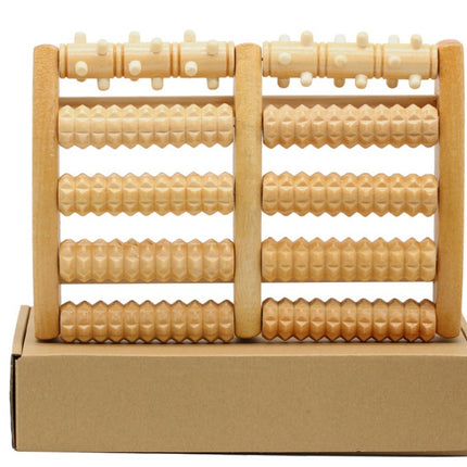 Dual Wooden Foot Massager Roller Relieves Plantar Fasciitis Heel Arch Pain and Stress