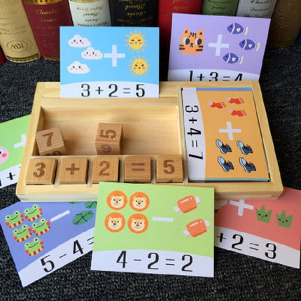 Kids Wooden Spelling & Arithmetic Block Game – Math Learning Set
