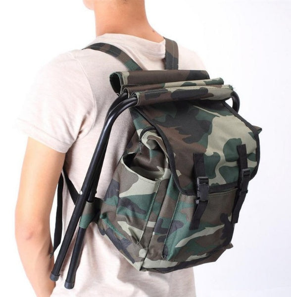Portable folding fishing chair hiking backpack