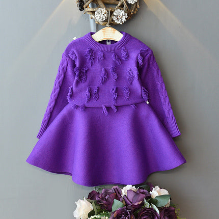 Girls Long Sleeve Skirt Suit Set