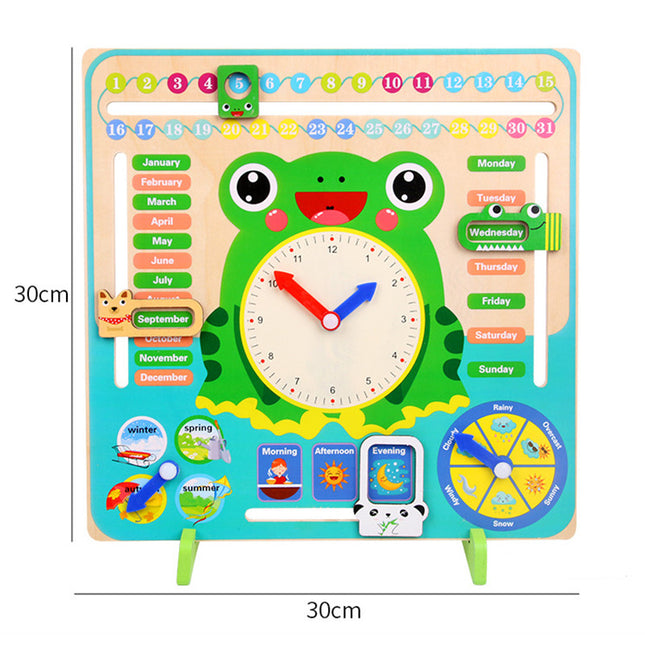 Kids Wooden Multi-Function Calendar & Clock Learning Board