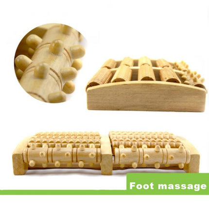 Dual Wooden Foot Massager Roller Relieves Plantar Fasciitis Heel Arch Pain and Stress