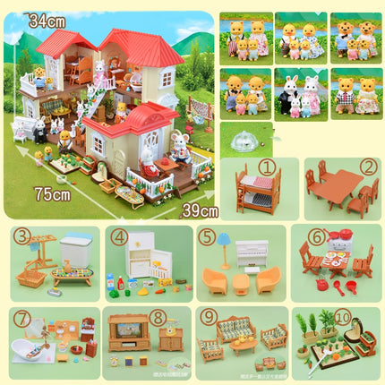 Forest Villa Playset with Animal Figures & Lights – Large Simulation House Toy for Kids