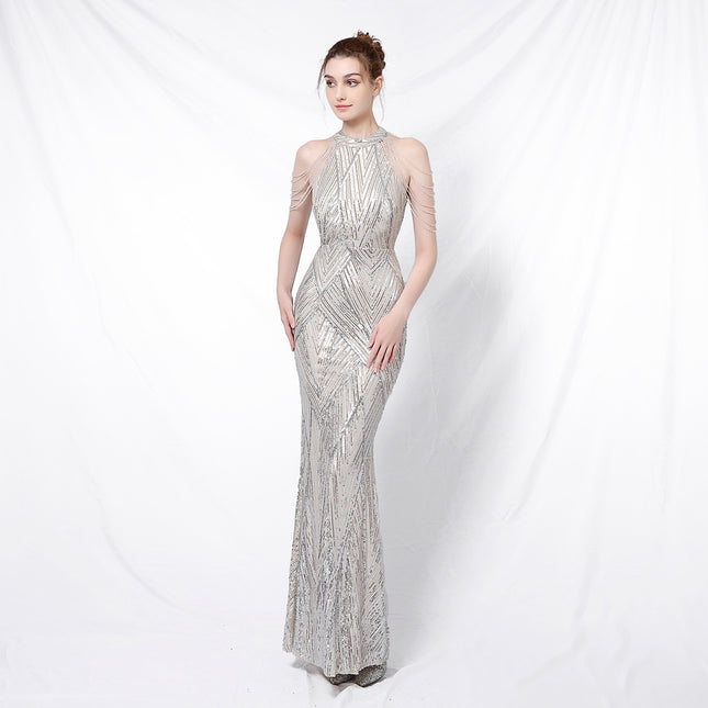 Backless Long Wear Sequin Dress