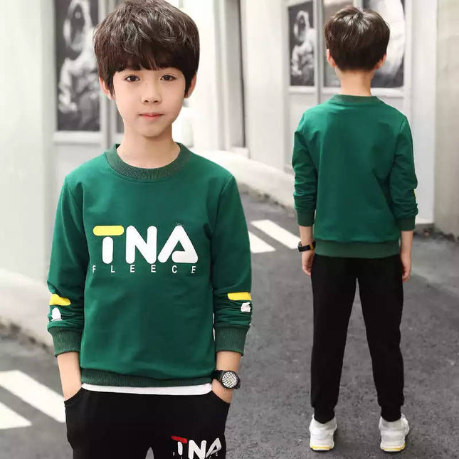 Boys' 2-Piece Sweatshirt & Pants Set | Letter Print Long Sleeve (120–160cm)