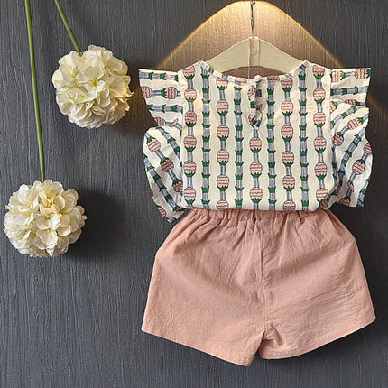 Girls Stylish 2-Piece Short Sleeve & Shorts Set