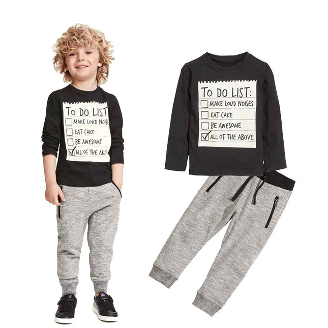 Boys 2-Piece Long Sleeve T-Shirt Suit Set