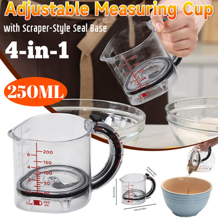 4-In-1 Adjustable Multi-Functional Measuring Cup With Scraper-Style Seal Base