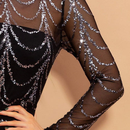 Women's Sequins Maxi Long Sleeve Party Dress