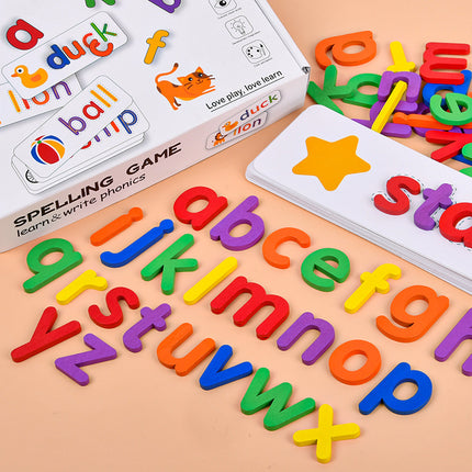Kids Wooden Spelling Word Game – Letter Card Learning Set