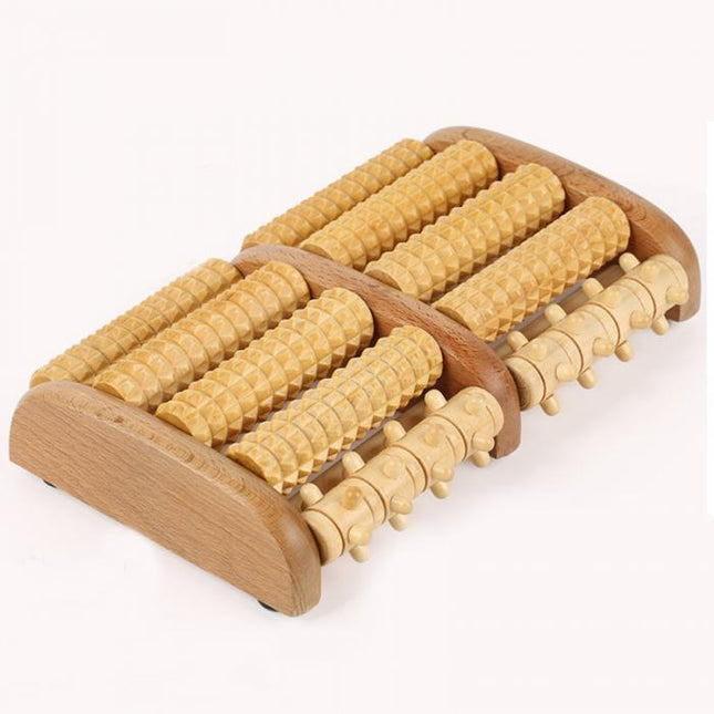 Dual Wooden Foot Massager Roller Relieves Plantar Fasciitis Heel Arch Pain and Stress