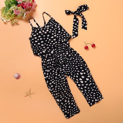 Girls Cotton Fashion Polka Dot Jumpsuit