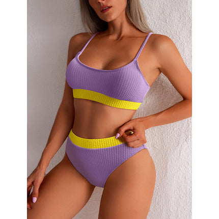 Sexy High Cut Bikini Ribbed Swimwear Set